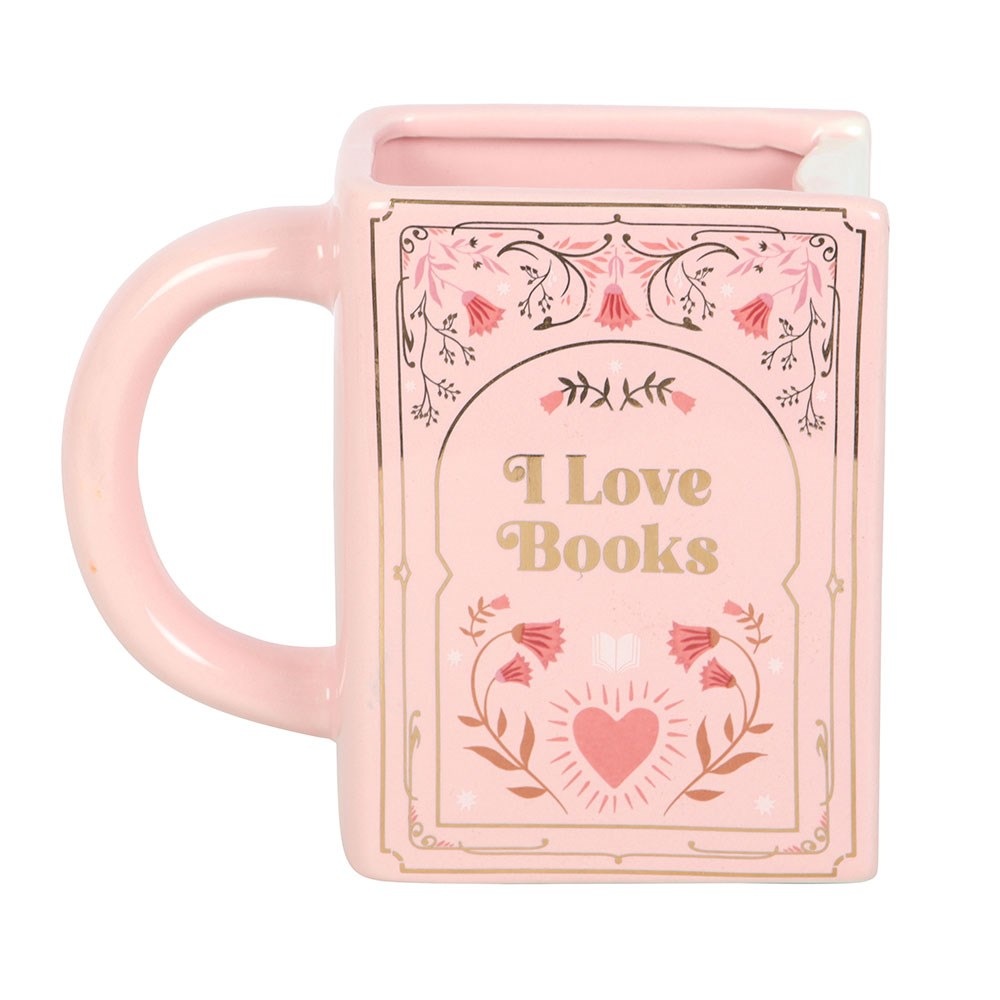 Something Different - I Love Books Pink Book Shaped Tasse - Multicolore